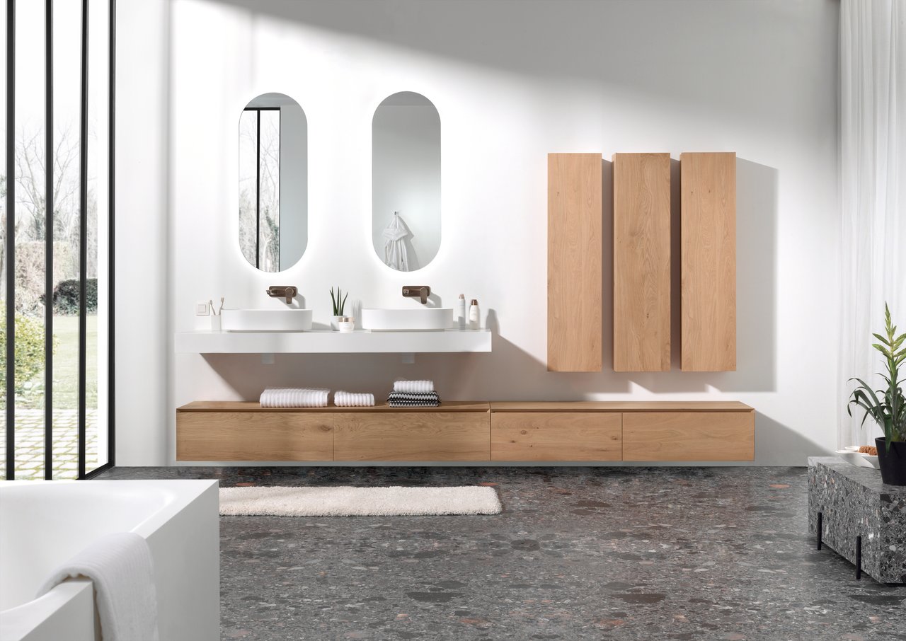 Balmani Mitra Elements zwevende badkamerkast natuur eik 32 x 20 x 130 cm