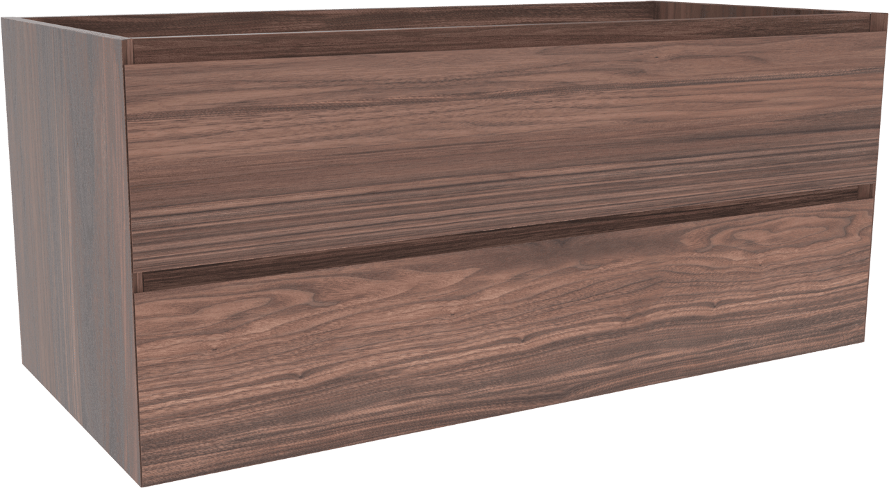 Balmani Mitra hängender Waschbeckenunterschrank: 120 x 55 cm, Nussbaum, Furnierholz, 2 Schubladen