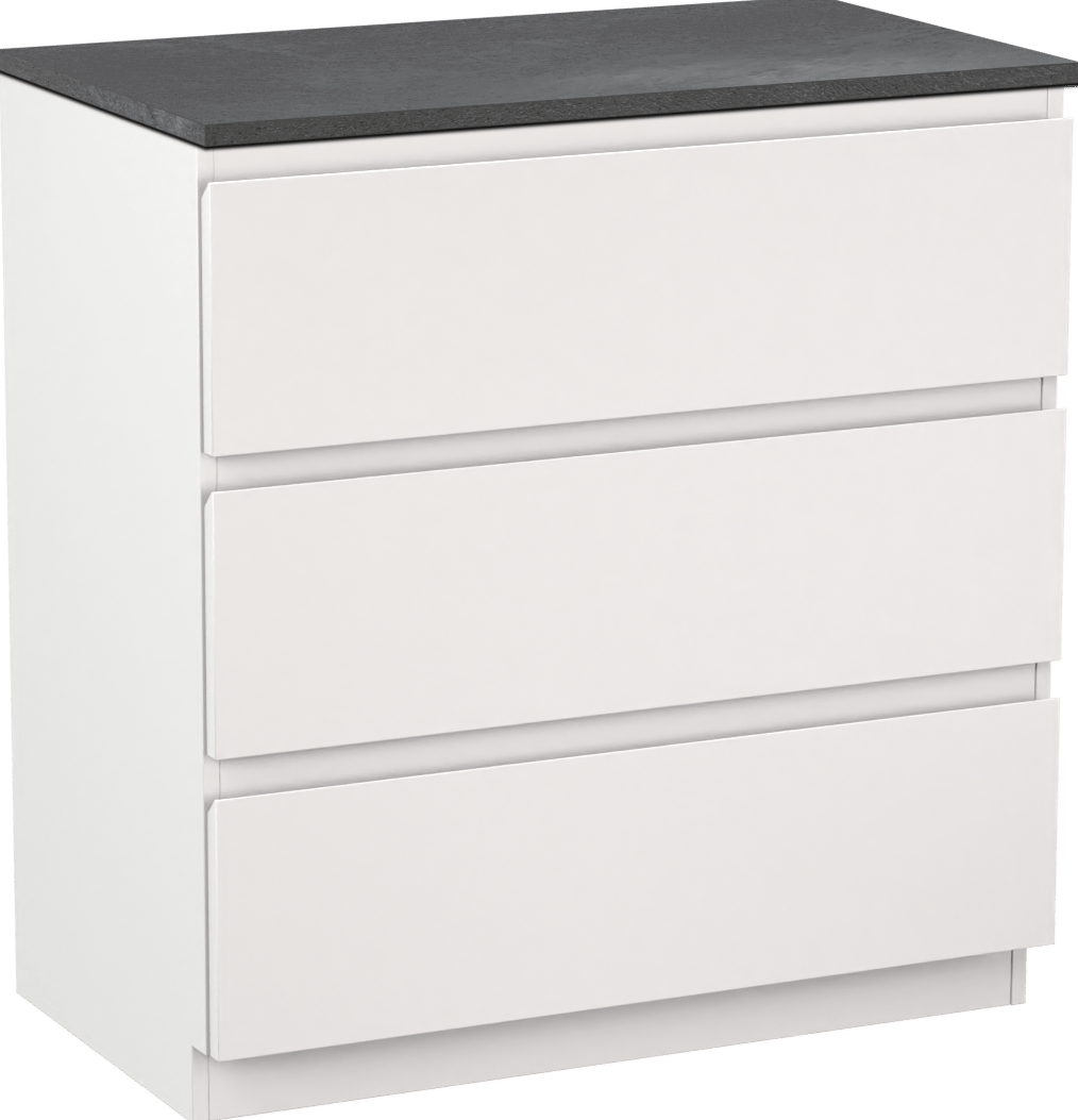 Linie Lado freistehendes Möbelstück Set: 80 x 46 cm, Weiß matt, mit Lado Einzel Waschtischplatte, Melamin Schiefergrau