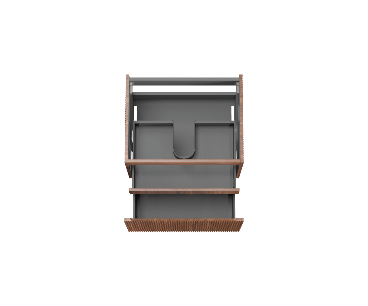 Storke Ribs zwevende wastafelonderkast 65 x 52 cm notelaar 2 lades