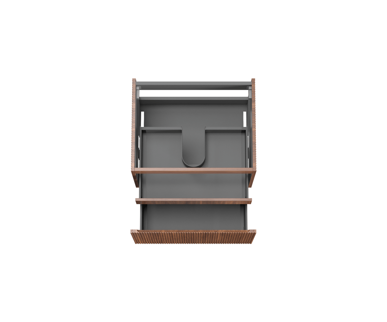 Storke Ribs zwevende wastafelonderkast 65 x 52 cm notelaar 2 lades