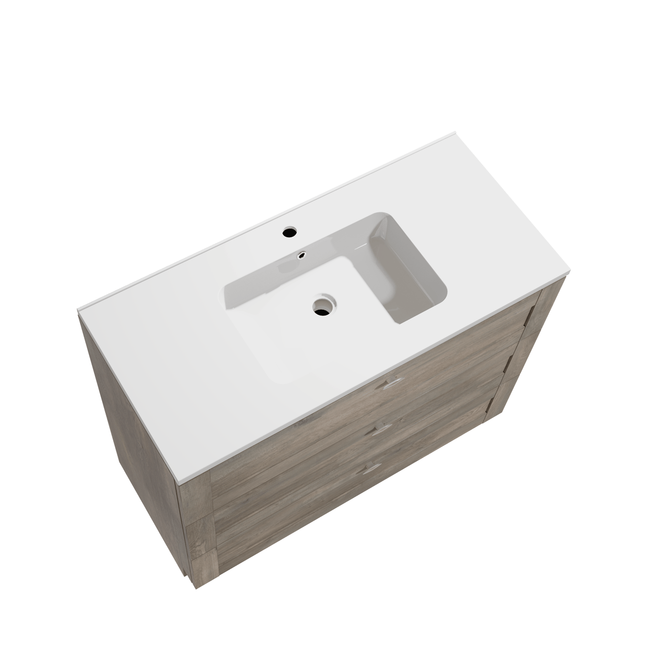 Linie Classo freistehendes Möbelstück Set: 100 x 46 cm, Graue Eiche, mit Vano Einzelwaschtisch, Marmorkomposit Weiß glänzend