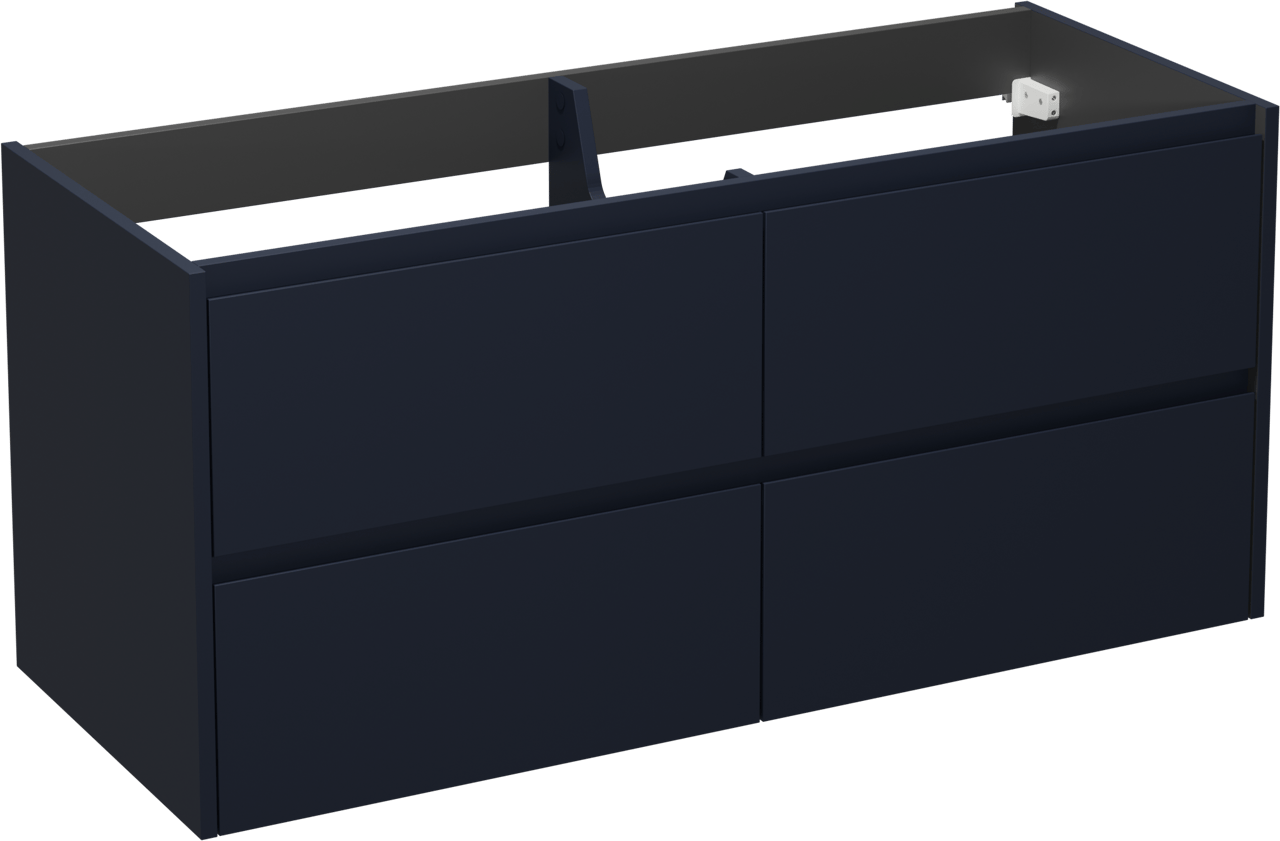 Storke Seda meuble sous-vasque suspendu 130 x 52 cm bleu nuit 4 tiroirs