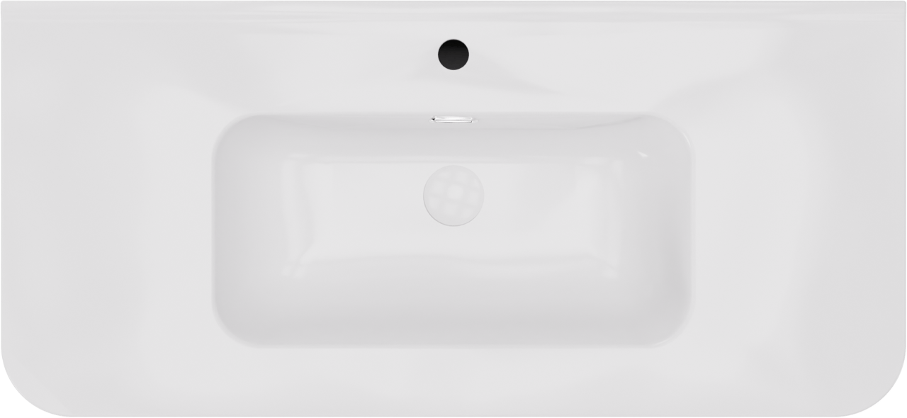 Storke Soft hängendes Möbelstück Set: 100 x 46 cm, Eiche rau, mit Kera Soft Einzelwaschtisch Keramik Weiβ glänzend