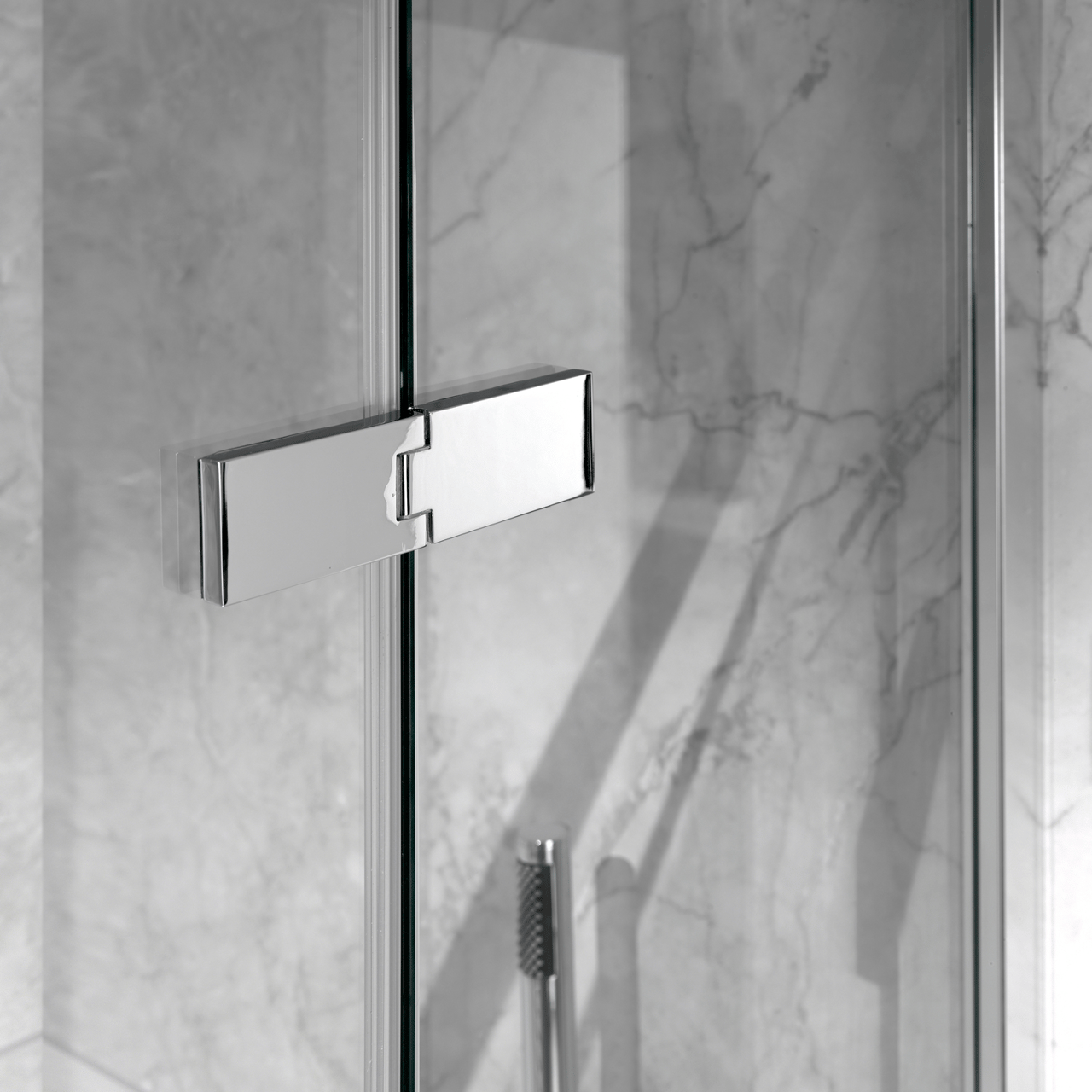 Luca Varess Nona paroi de douche avec porte pivotante et 2 parois latéraux fixes 90 x 120 cm verre transparent profil chrome brillant