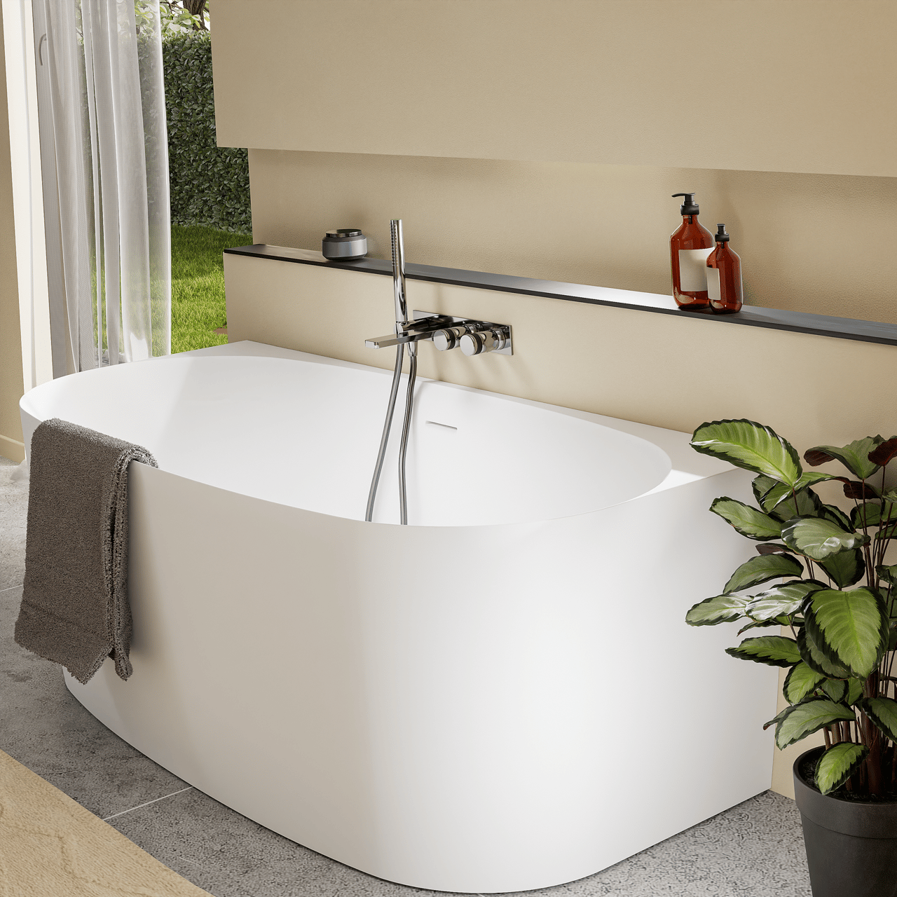 Blaufoss Sonic Unterputz Badewannenarmatur: Chrom glänzend, Einbauelement inklusive, mit Brausekopf