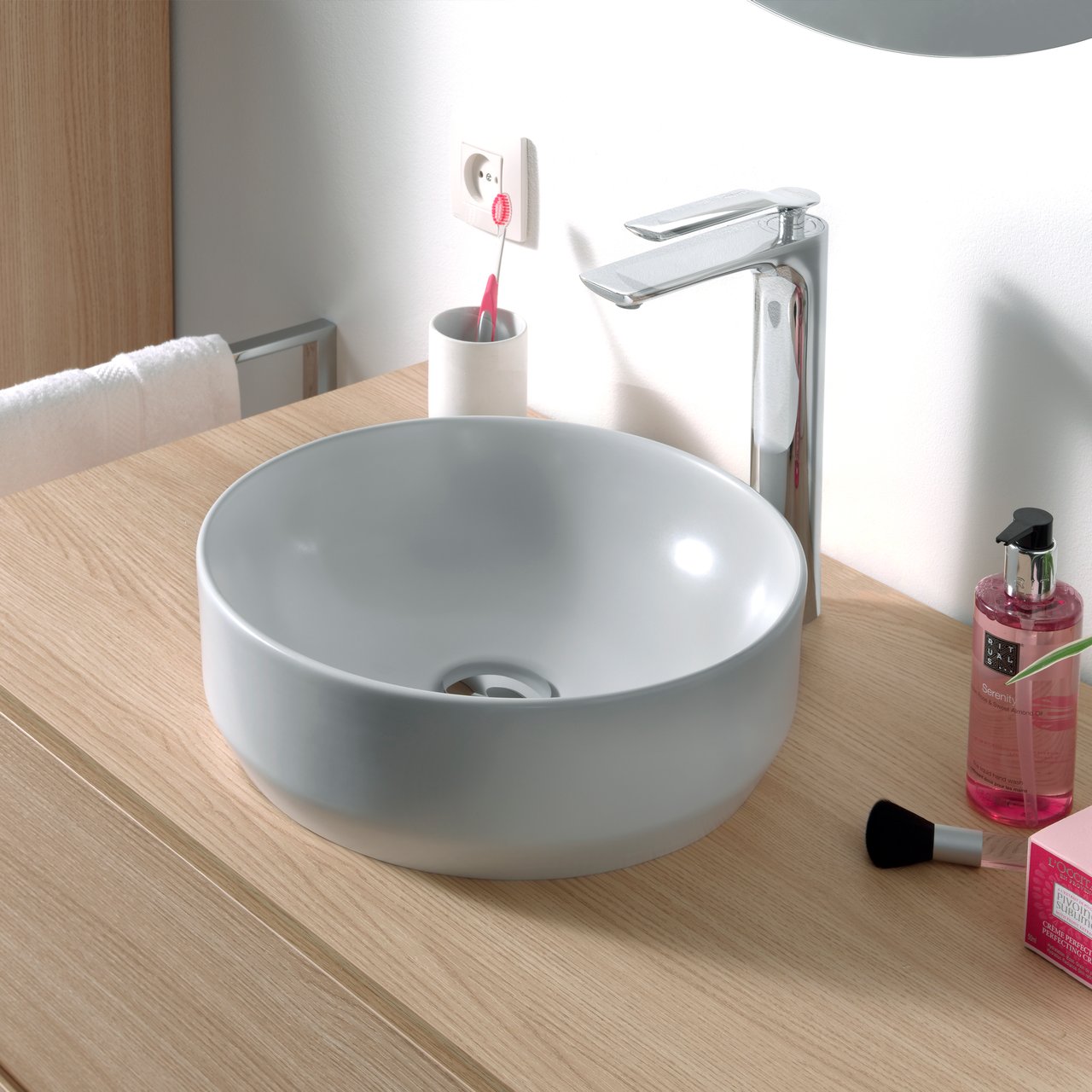 Luca Varess Perla vasque à poser porcelaine Blanc Brillant rond Ø 34 cm