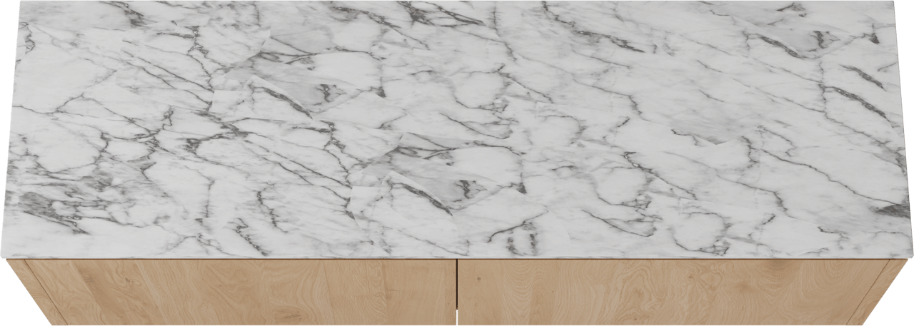 Balmani Eclips hängendes Möbelstück Set: 180 x 55 cm, Eiche Natur, mit Stretto Einzel- oder Doppel Waschtischplatte Carrara-Marmor