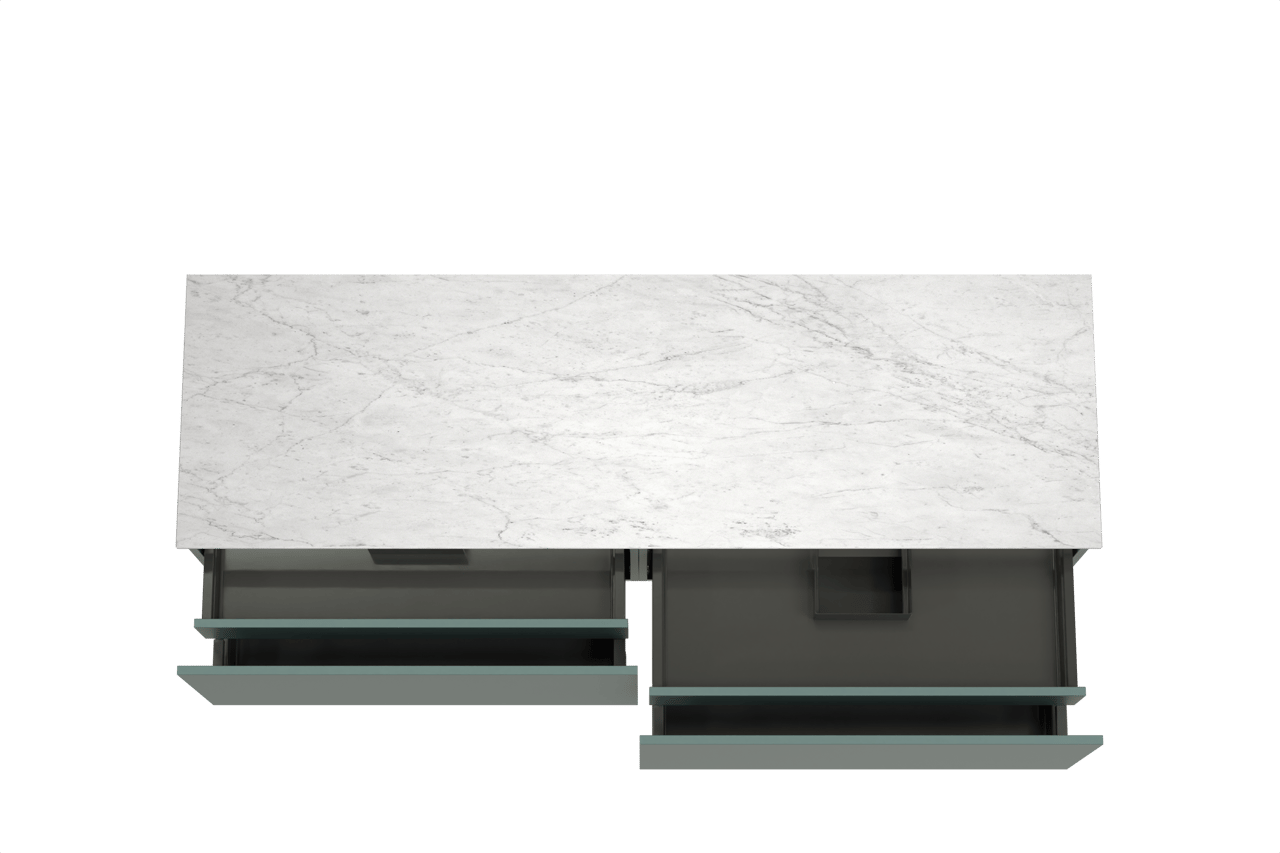 Balmani Sfera meuble salle de bains suspendu 180 x 55 cm forest avec Stretto tablette simple ou double en marbre carrare