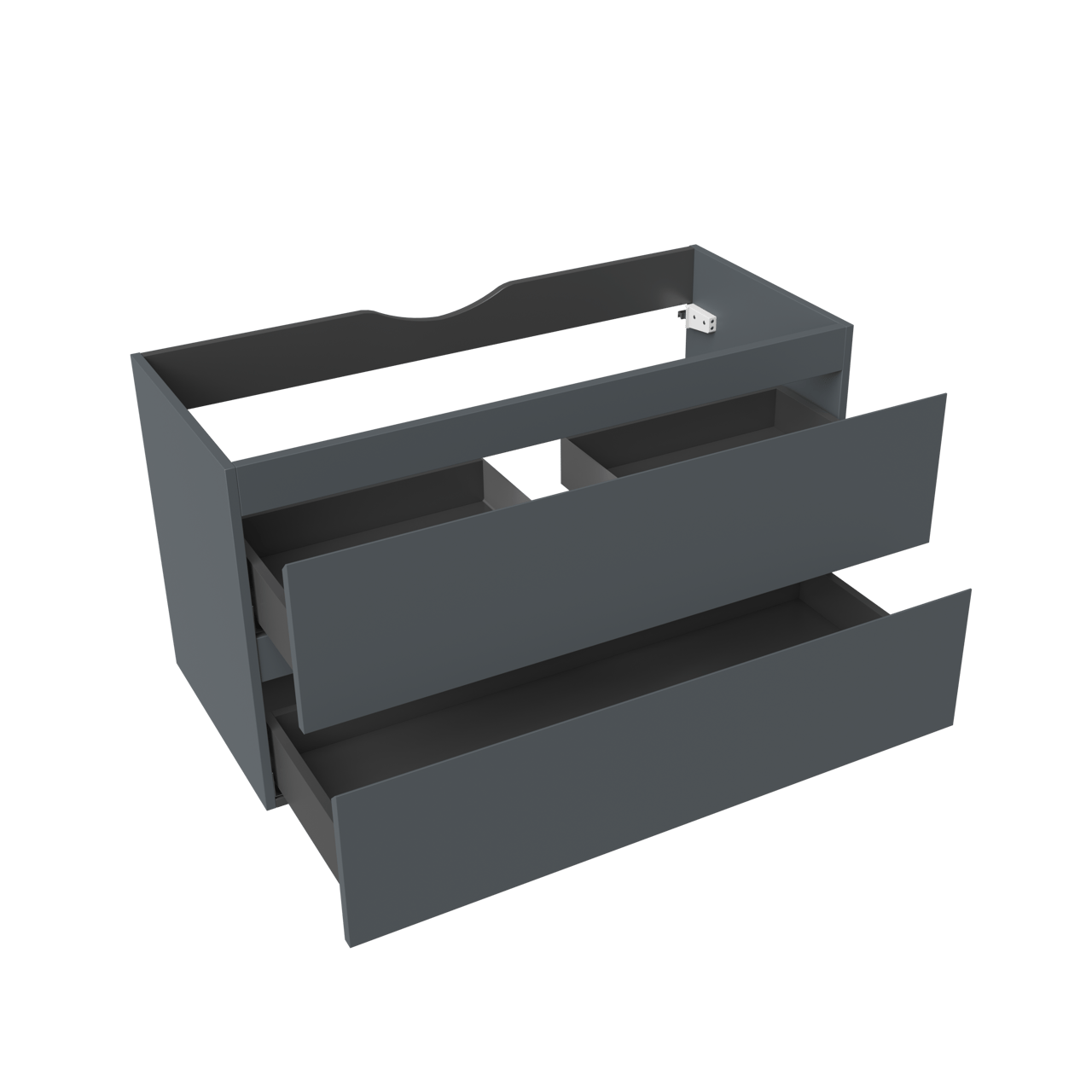 Linie Lado zwevende wastafelonderkast 100 x 46 cm blauw antraciet 2 lades