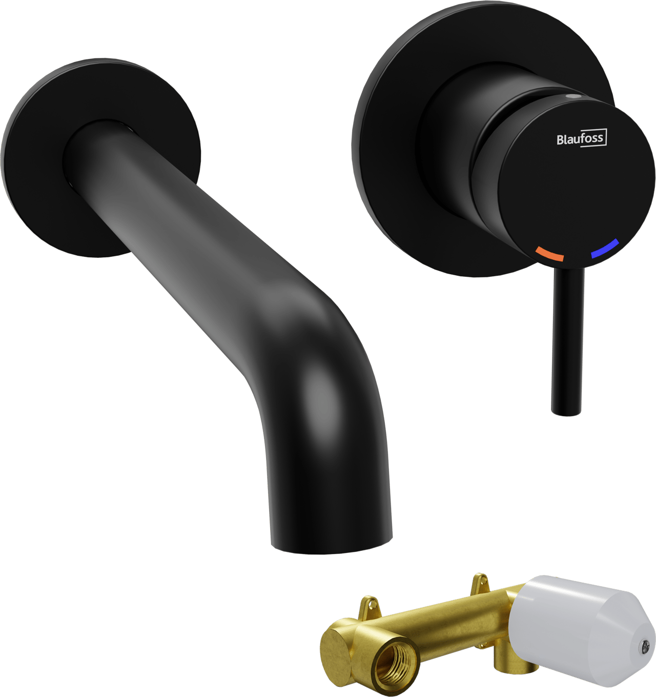 Blaufoss Round robinet de lavabo à encastrer noir mat incl élément intégré