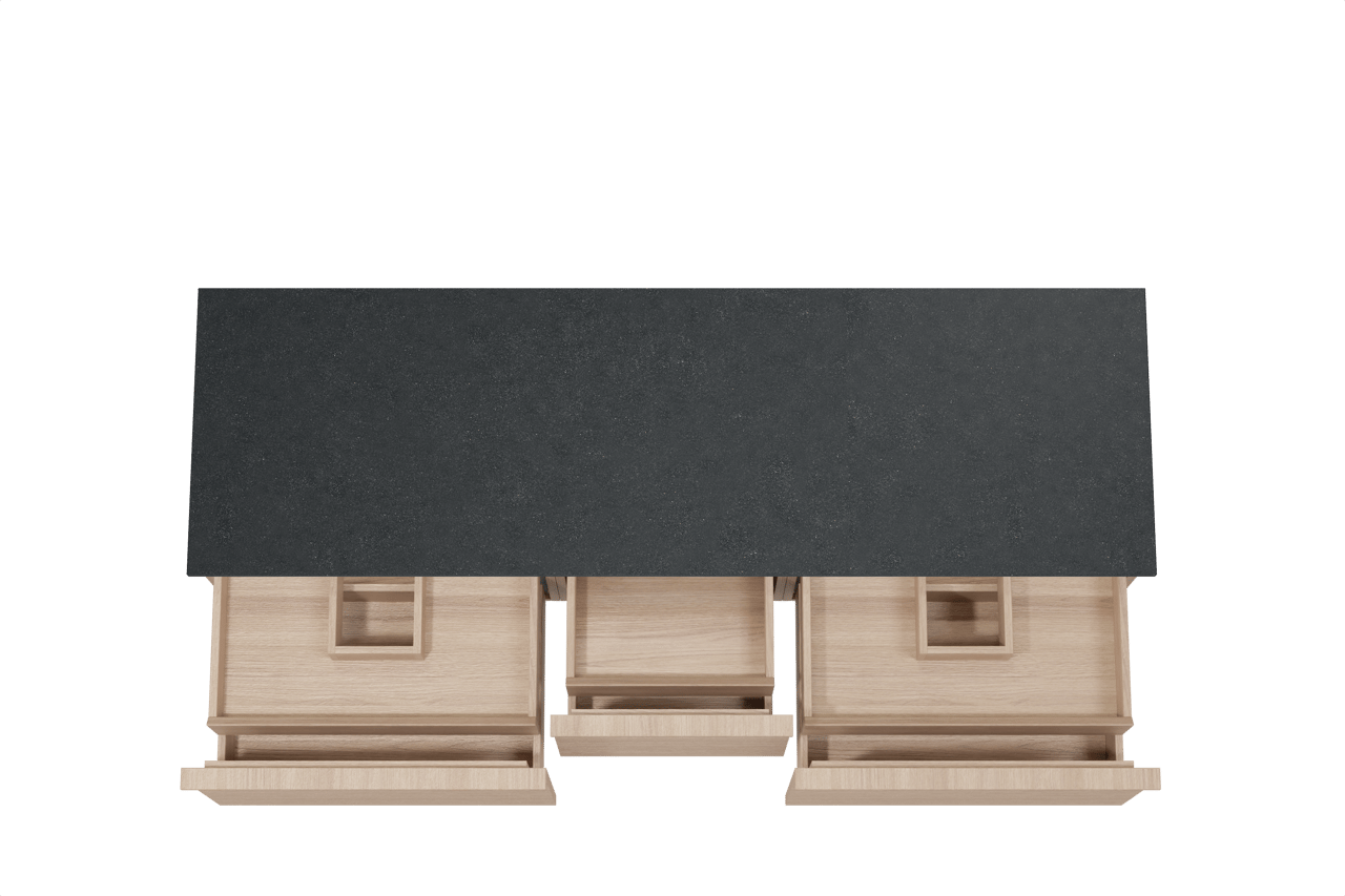 Balmani Forma meuble salle de bains suspendu 180 x 55 cm chêne naturel avec Stretto tablette simple ou double en granit noir, Nervure droite symétrique horizontale