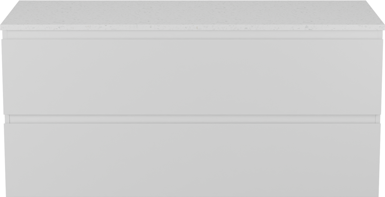Linie Lado meuble salle de bains suspendu 120 x 46 cm blanc brillant avec Lado tablette simple ou double en mélaminé terrazzo blanc