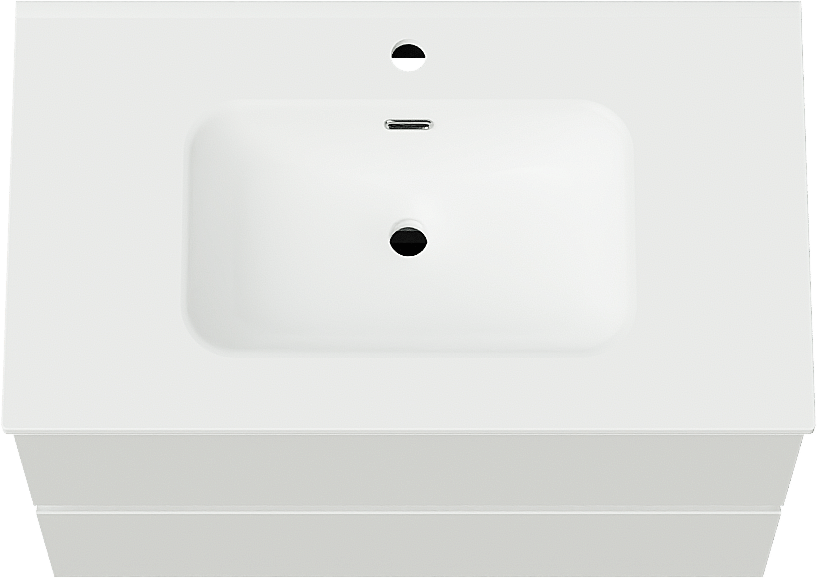 Linie Lado meuble salle de bains suspendu 80 x 46 cm blanc brillant avec Baro plan simple en porcelaine blanc mat