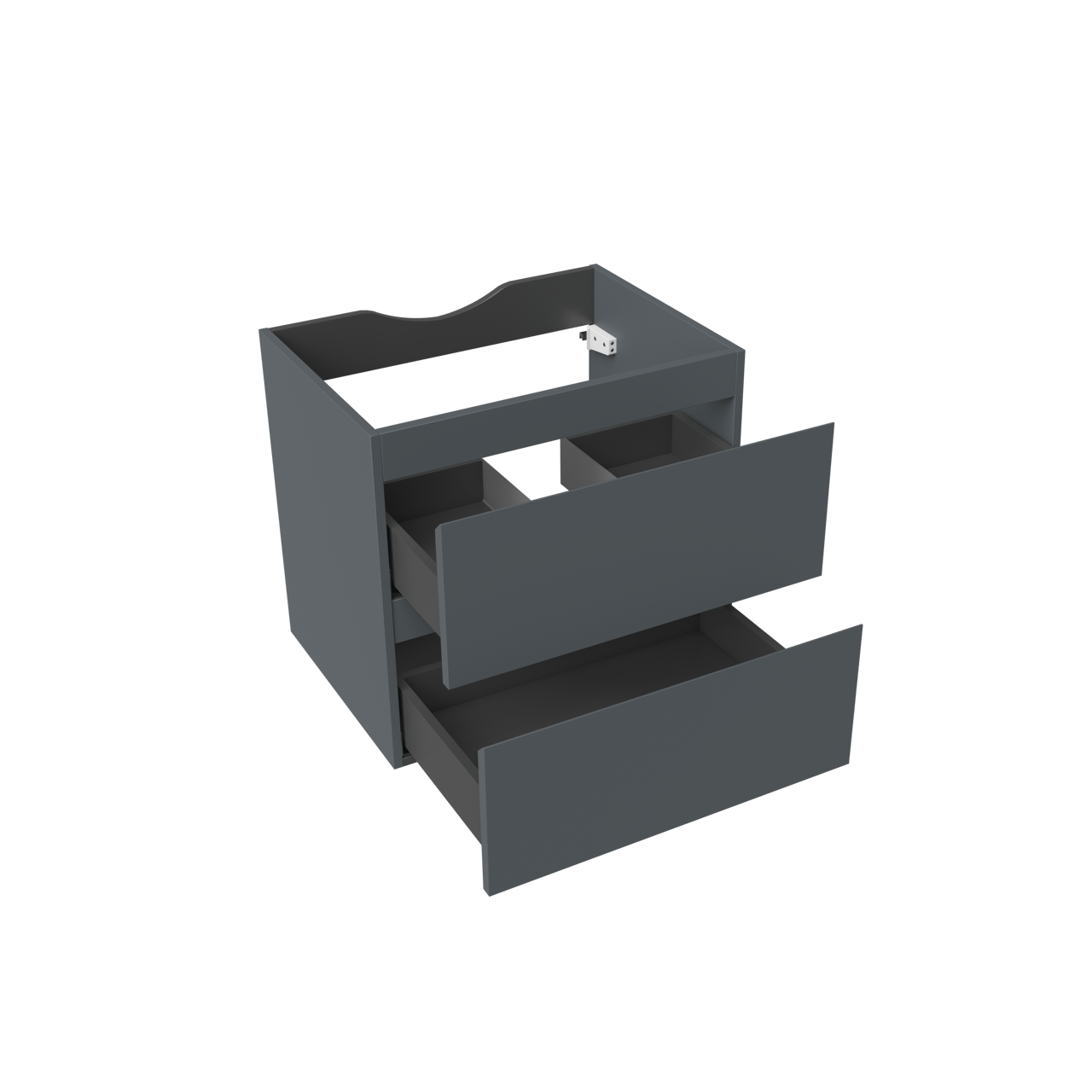 Linie Lado zwevende wastafelonderkast 60 x 46 cm blauw antraciet 2 lades