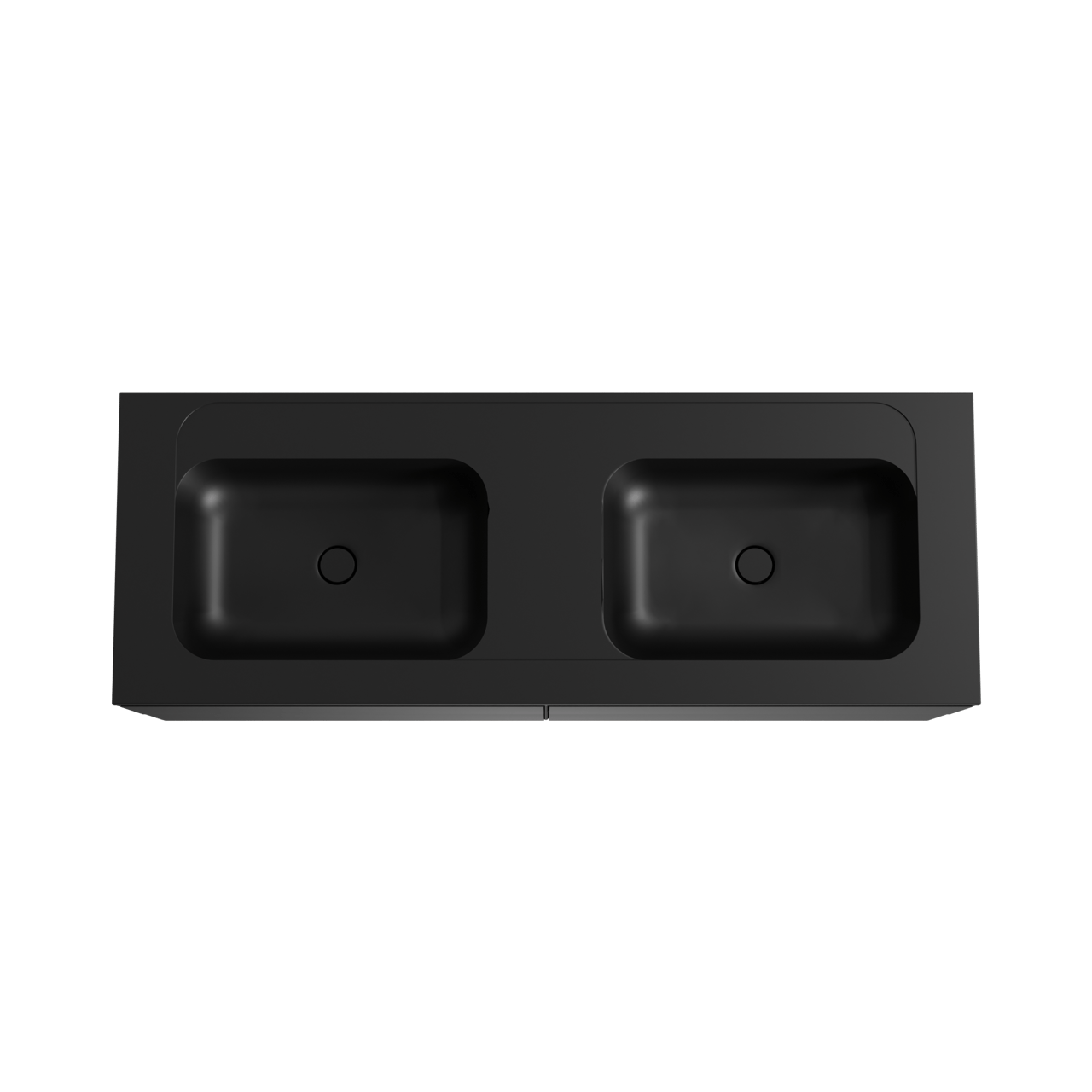 Balmani Mitra hängendes Möbelstück Set: 150 x 55 cm, Schwarz matt, mit Tablo Strada Doppelwaschtisch, Marmorkomposit Schwarz matt