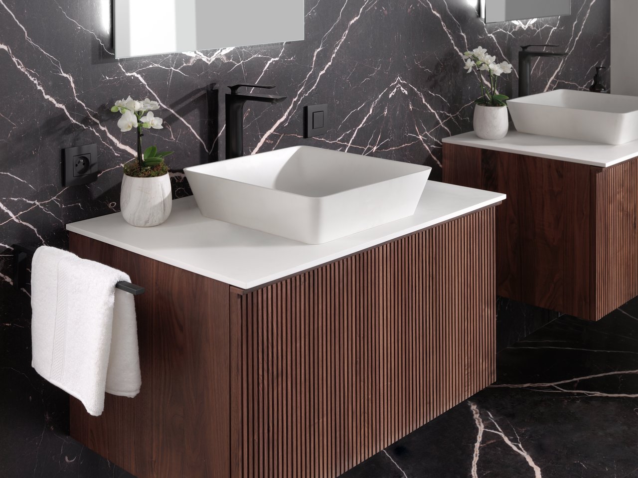 Balmani Stretto Einzelwaschtischplatte, Solid Surface matt, 90 x 55 cm