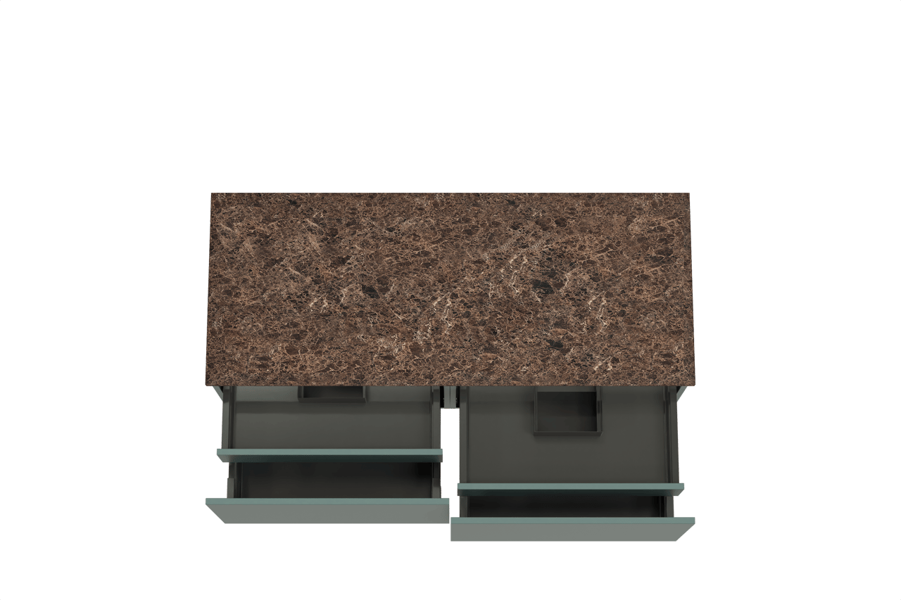 Balmani Sfera hängendes Möbelstück Set: 135 x 55 cm, Forest, mit Stretto Einzel- oder Doppel Waschtischplatte, Marmor Dark Emperador