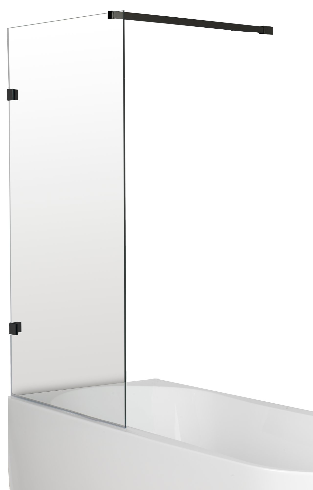 Luca Varess Solid Badewannenaufsatz: 80 cm, Klarglas, Schwarzes Profil