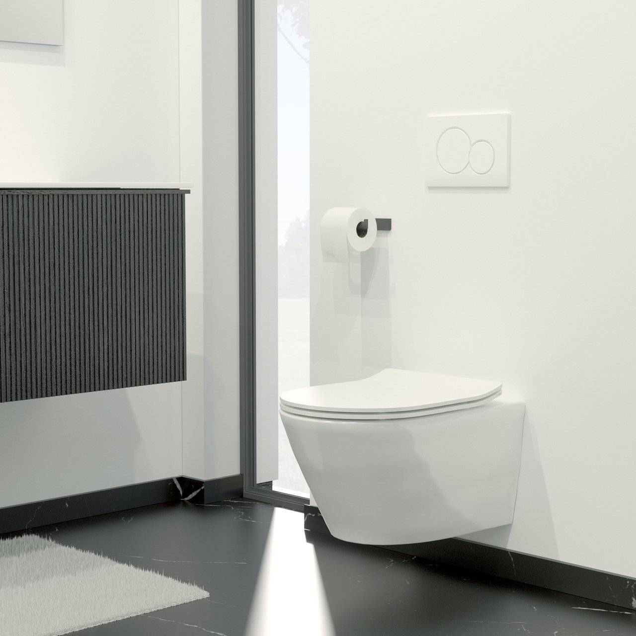 Luca Varess Calibro hangend toilet hoogglans wit randloos met fino wc-bril