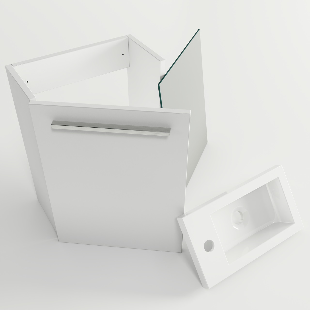 SanyOne Roxy zwevend toiletmeubel 40 x 22 cm wit met Roxy wastafel in glanzend composiet marmer