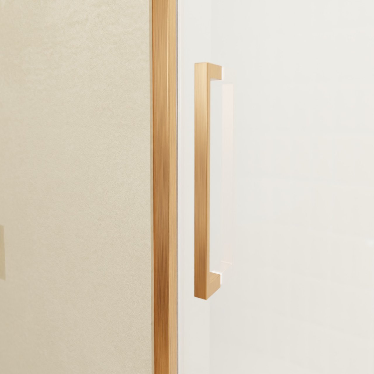 Balmani Senses Design douche schuifdeur rechts 160 cm x 210 cm Helder glas met matte strook glas, Brushed Rosegold profielen