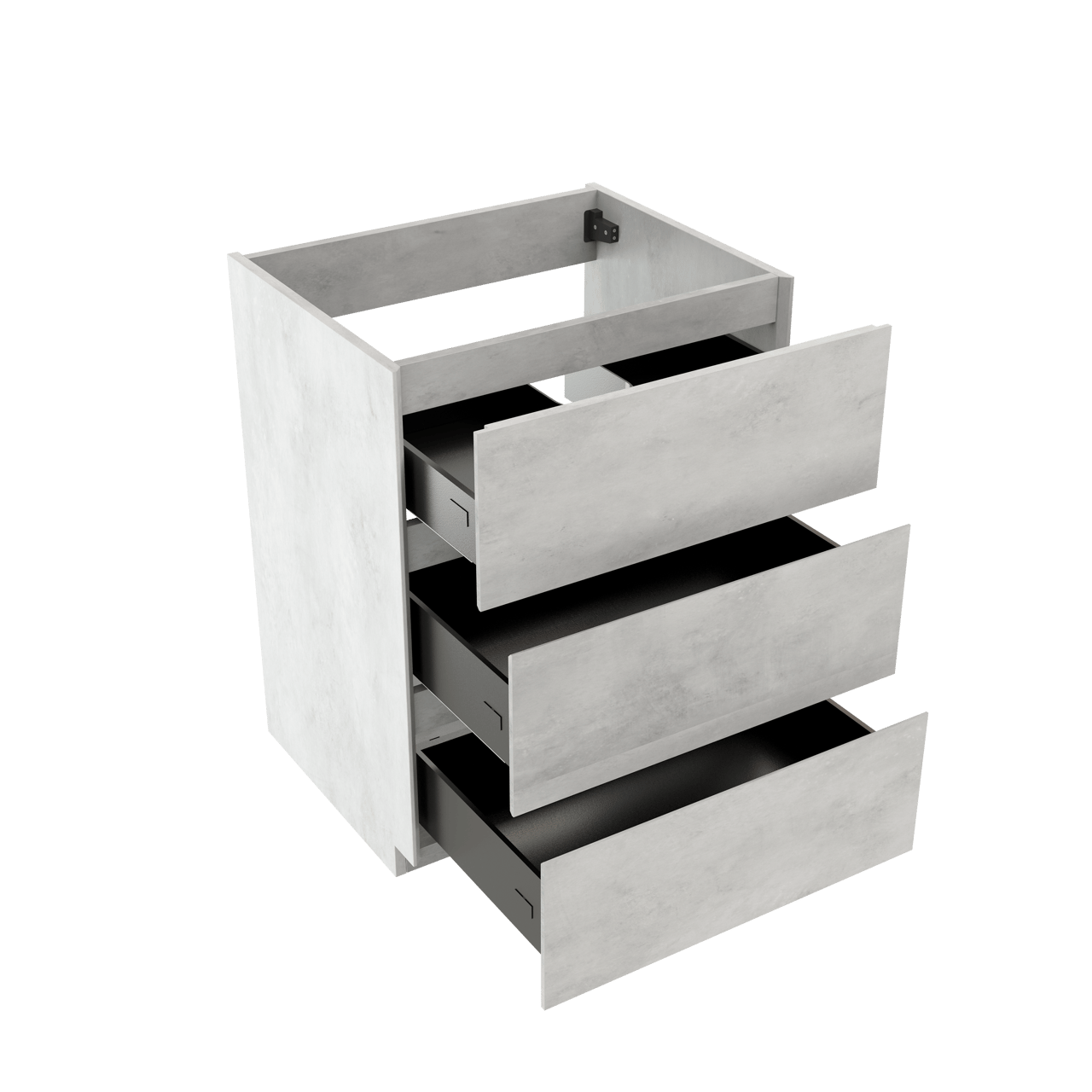 Storke Edge stehender Bad-Unterschrank, 65 x 52 cm, Beton silbergrau, 3 Schubladen
