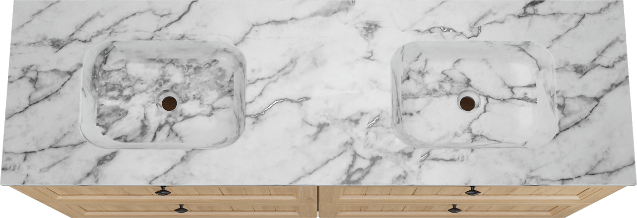 Balmani Lemon meuble salle de bains à poser 180 x 55 cm, placage chêne naturel avec Tablo Arcato double vasque en carrara