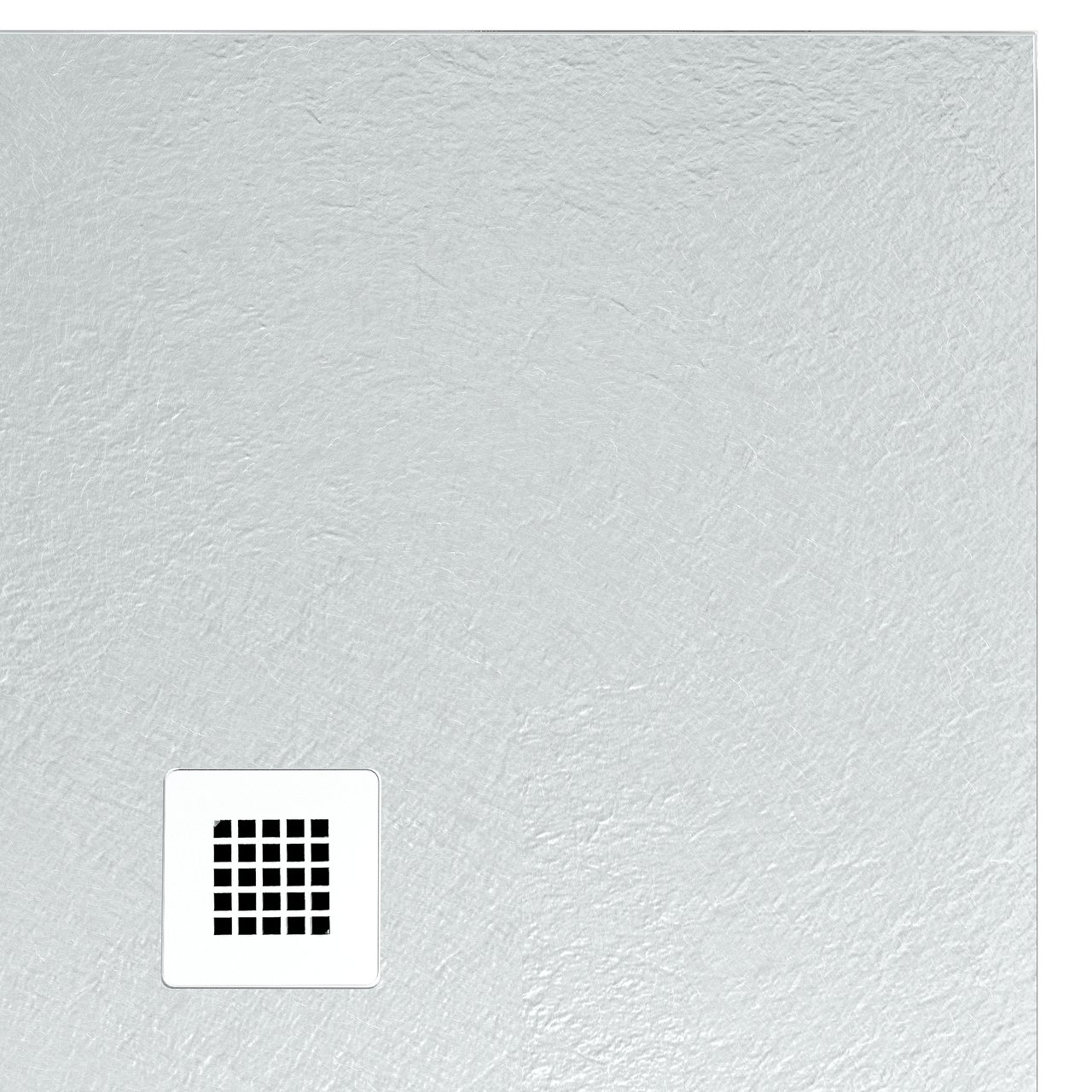 Balmani Vega douchebak 160 x 90 cm composietmarmer lichtgrijs leisteenstructuur