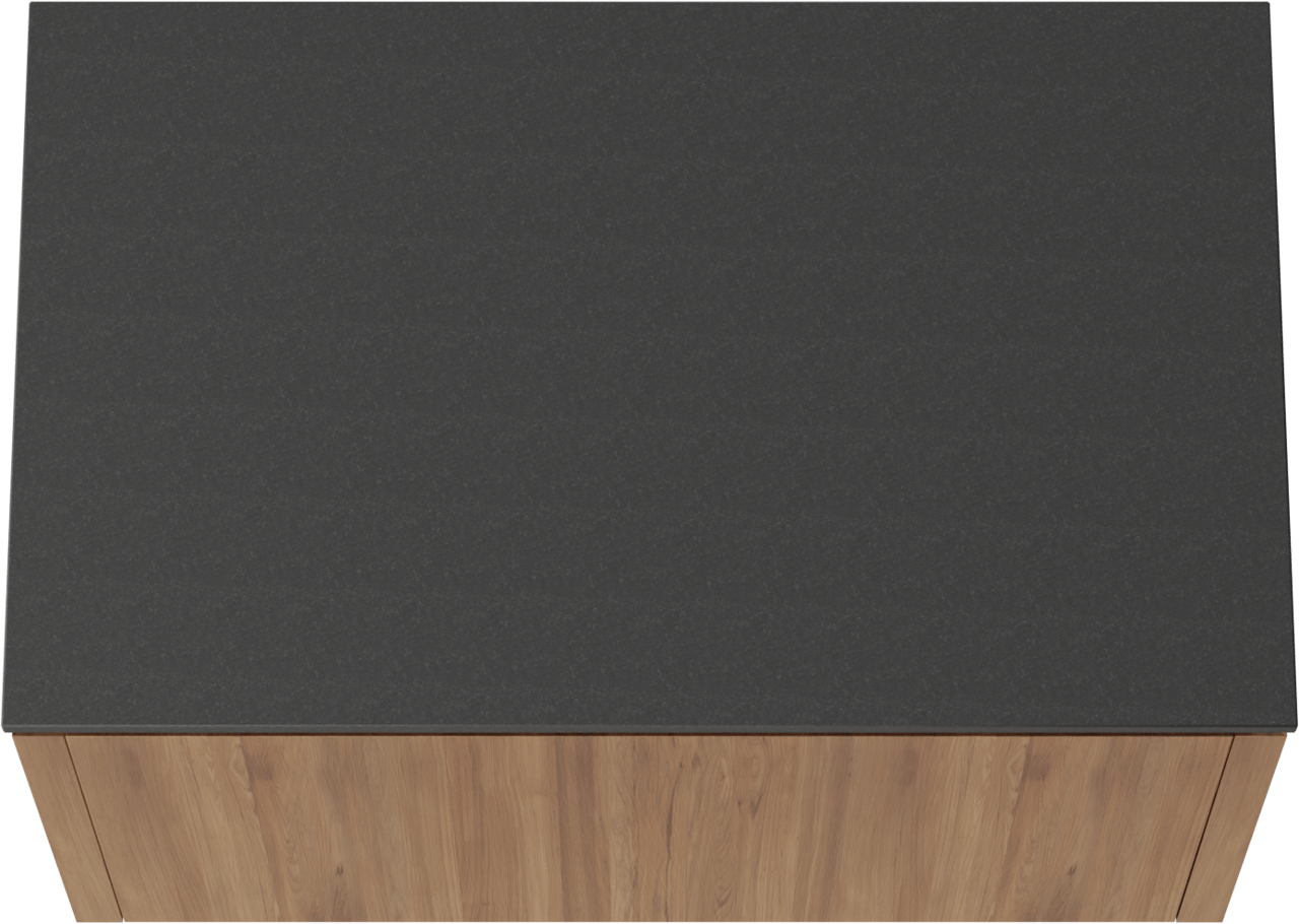 Balmani Eclips hängendes Möbelstück Set: 90 x 55 cm, Teak, mit Stretto Einzel Waschtischplatte Granit poliert