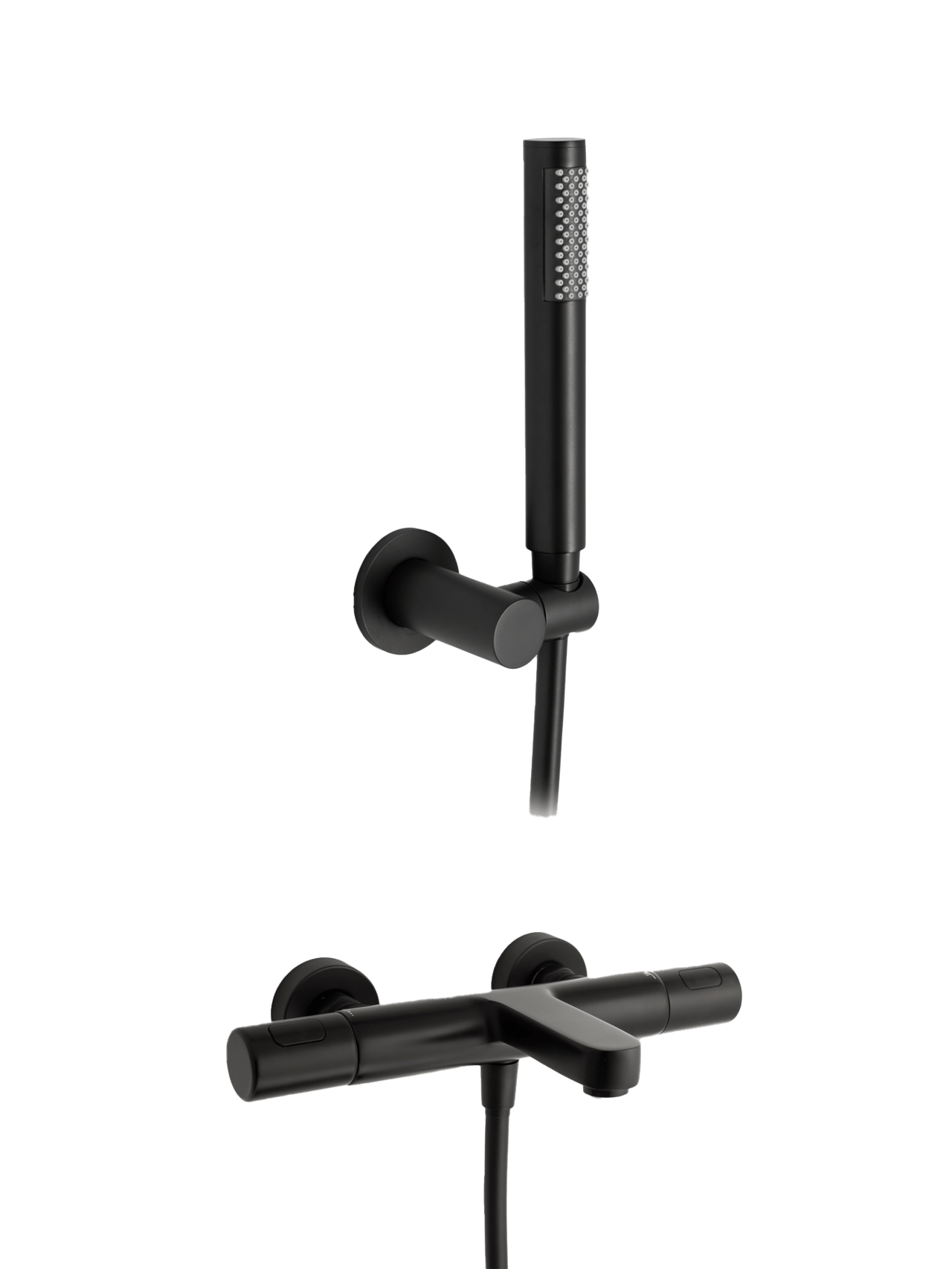 Blaufoss Apollo Thermostat-Badewannenarmatur: Wandmontage, Schwarz matt