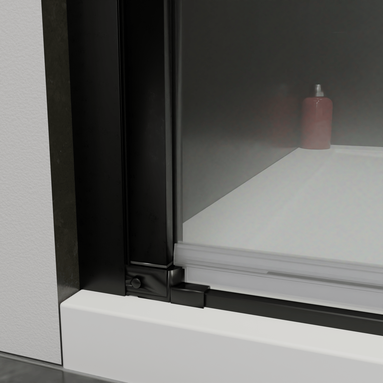 Luca Varess Kuresa porte battante 90 x 200 cm verre transparent avec bande matte profil noir mat