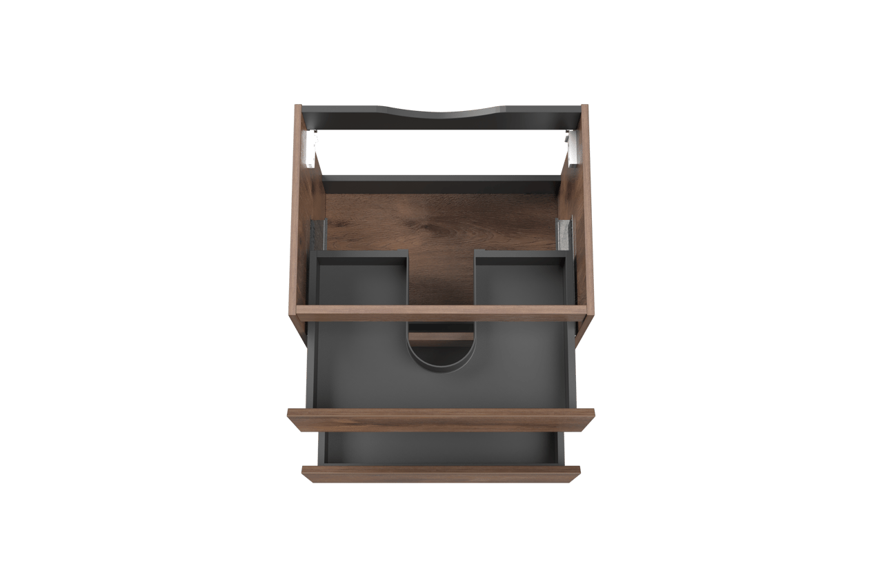 Linie Lado meuble sous-lavabo suspendu 60 x 46 cm chêne brun 2 tiroirs