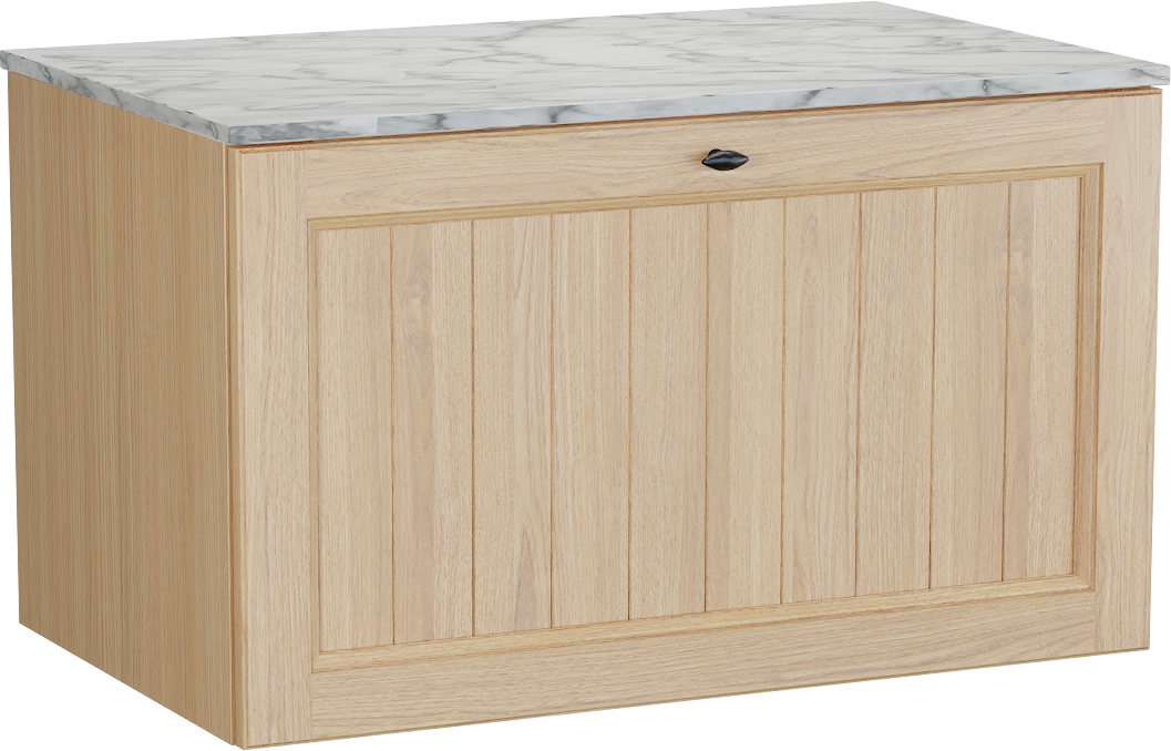 Balmani Lemon zwevend badkamermeubel 90 x 55 cm, fineer natuur eik met Stretto enkel tablet in carrara