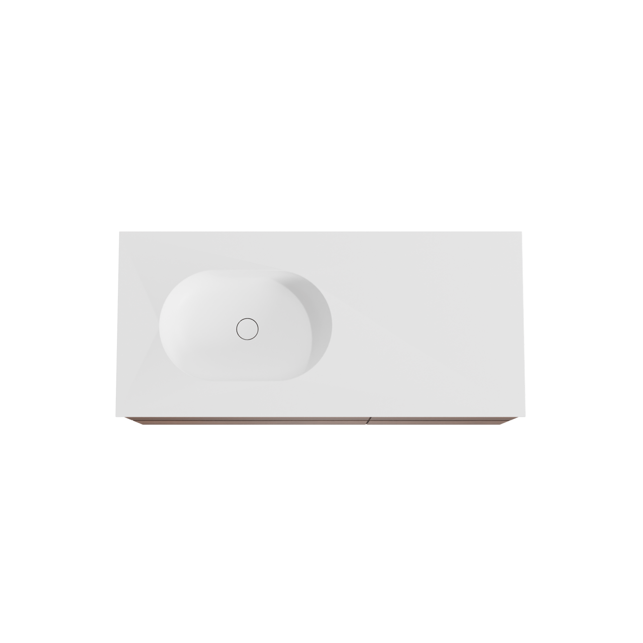 Balmani Mitra hängendes Möbelstück Set: 120 x 55 cm, Nussbaum, mit Tablo Oval Waschtisch links, Solid Surface Weiß matt