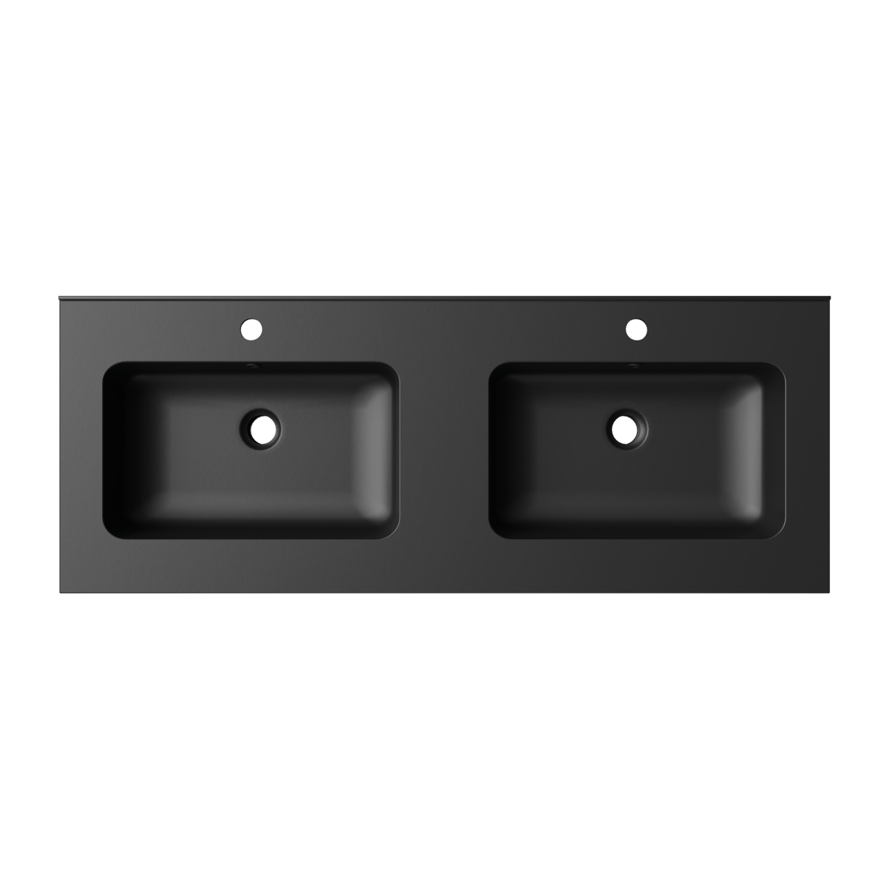 Linie Vano double vasque marbre composite Noir Mat 120 x 46 cm