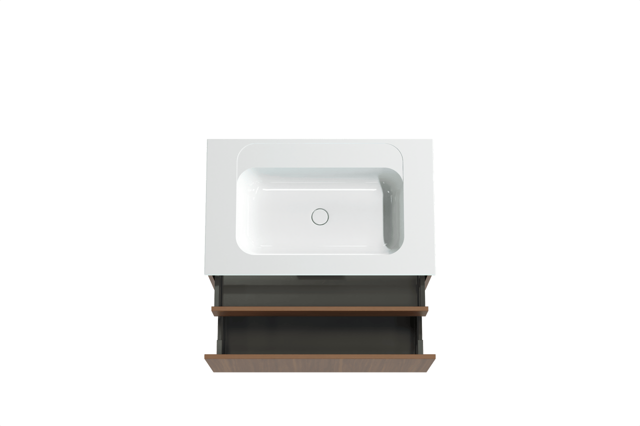 Balmani Sfera meuble salle de bains suspendu 90 x 55 cm noyer américain avec Tablo Strada plan simple en marbre composite blanc brillant