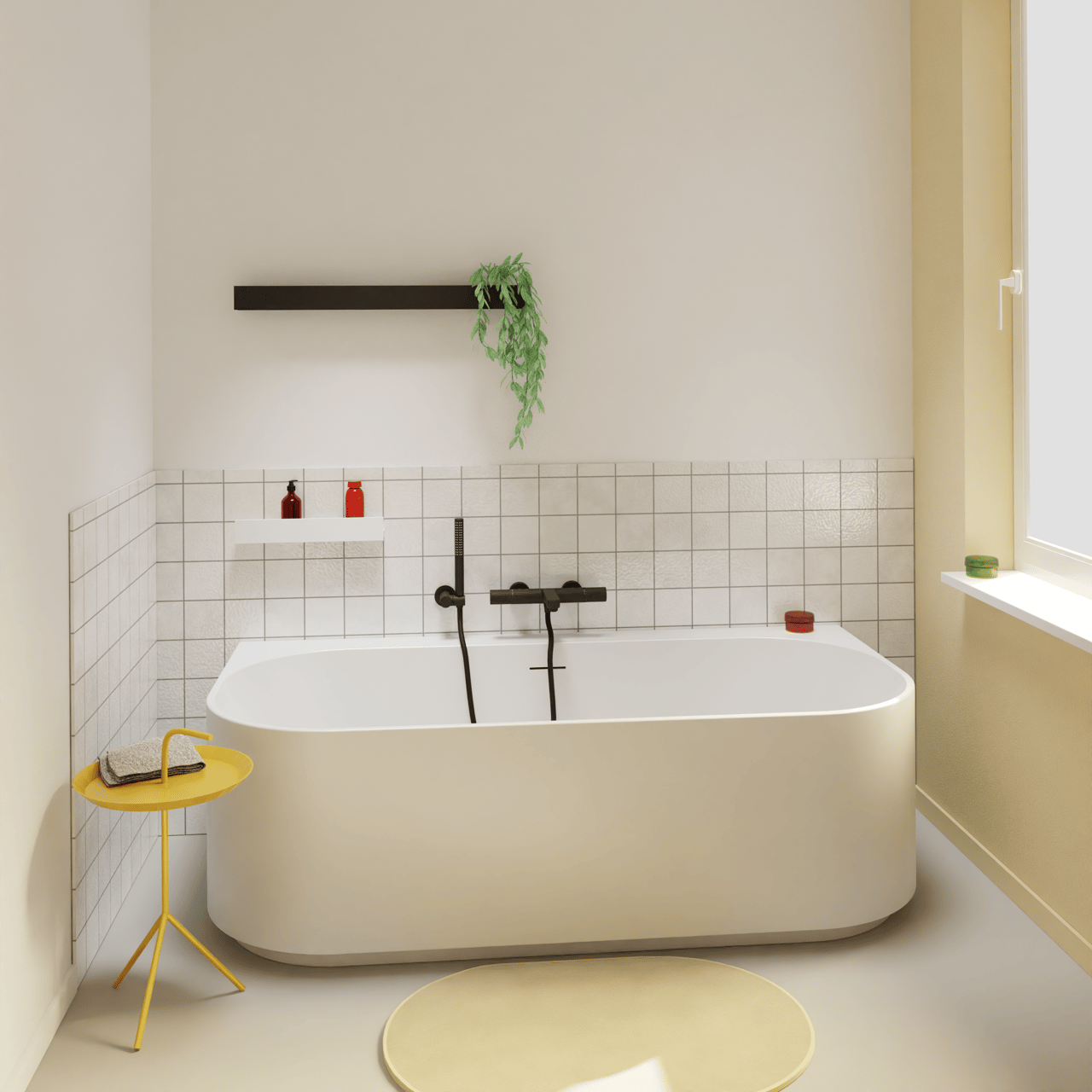 Luca Varess Laguna 2-Personen halb freistehende Badewanne: 170 x 85 cm, Acryl, Weiß matt