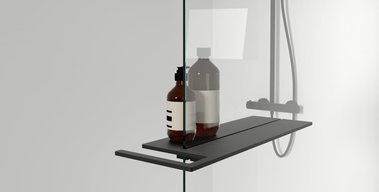 Blaufoss Finn porte-savon pour la douche noir mat 44 x 15 cm