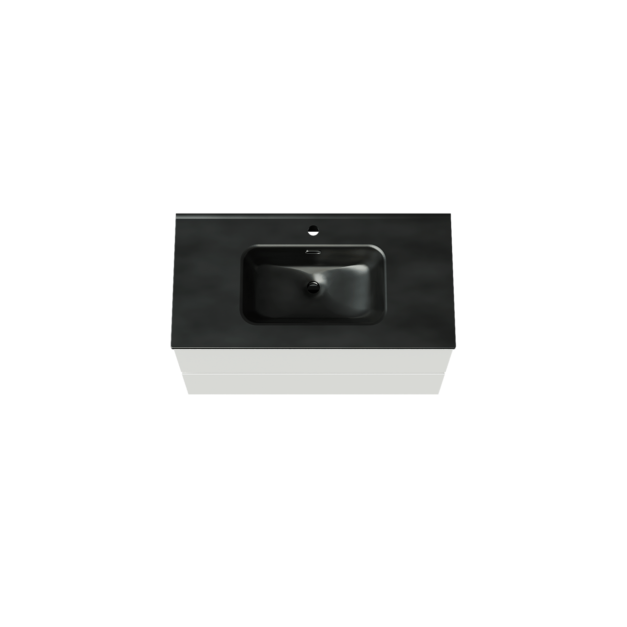 Linie Lado meuble salle de bains suspendu 90 x 46 cm blanc mat avec Baro plan simple en porcelaine noir mat
