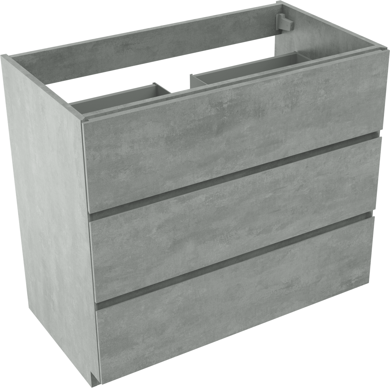 Storke Edge stehender Waschbeckenunterschrank: 95 x 52 cm, Beton dunkelgrau, 3 Schubladen