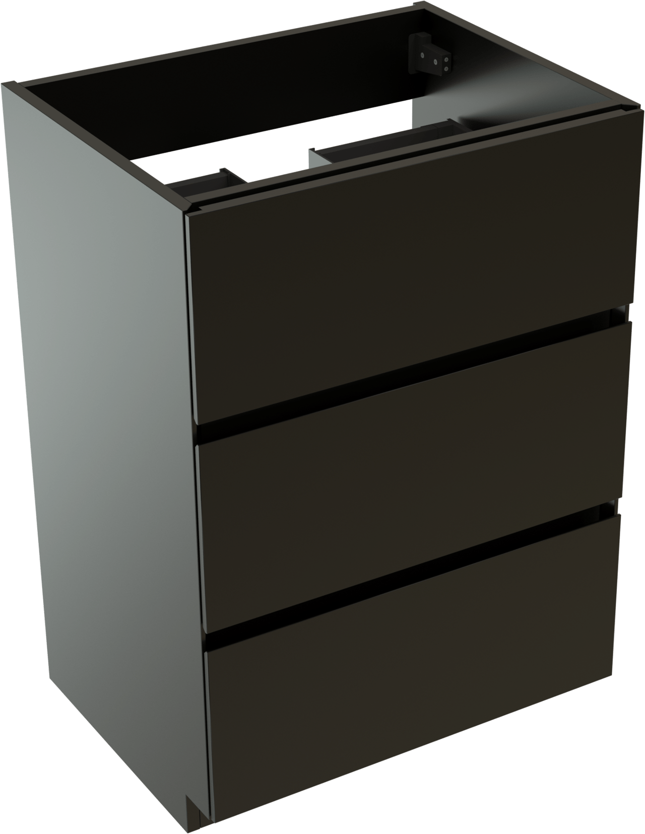 Storke Edge stehender Waschbeckenunterschrank: 60 x 46 cm, Schwarz matt, 3 Schubladen