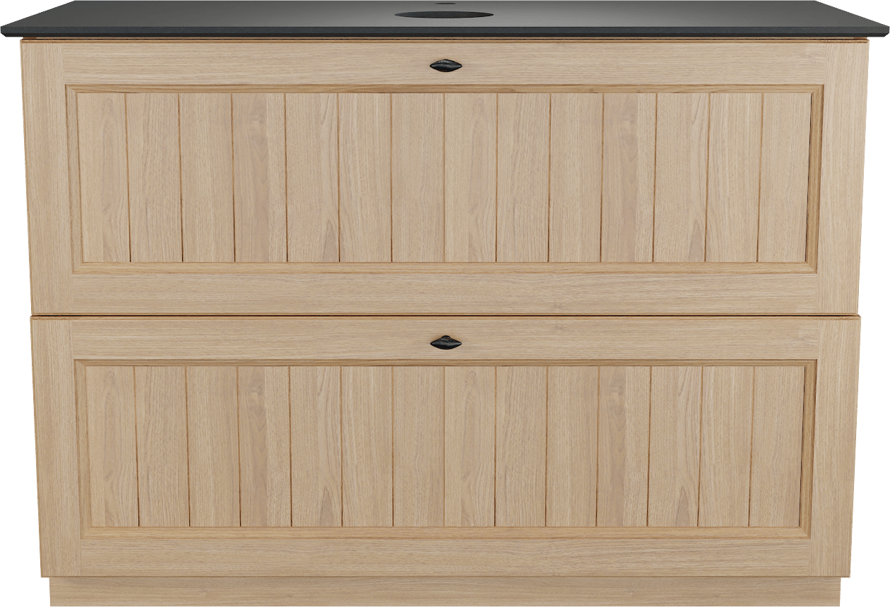 Balmani Lemon staand badkamermeubel 120 x 55 cm, fineer natuur eik met Facetta enkel tablet in graniet zwart