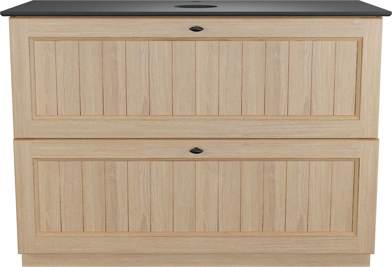 Balmani Lemon meuble salle de bains à poser 120 x 55 cm, placage chêne naturel avec Facetta tablette simple en granit noir