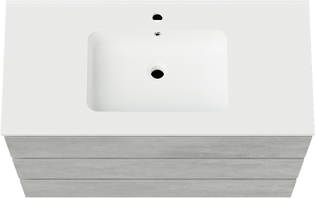 Linie Lado staand badmeubel 100 x 46 cm beton donkergrijs met Vano enkele wastafel in composietmarmer mat wit