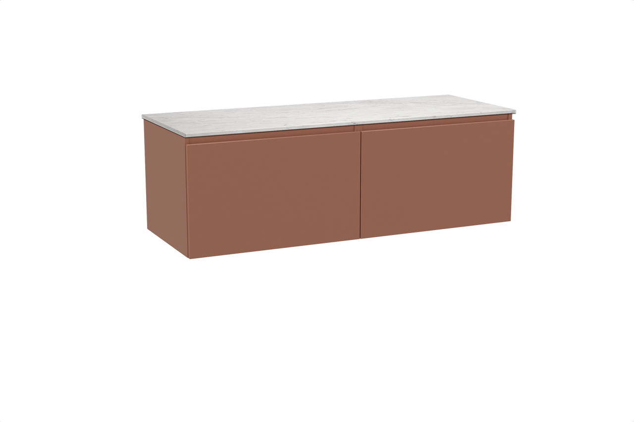 Balmani Sfera meuble salle de bains suspendu 150 x 55 cm cotto avec Stretto tablette simple ou double en marbre carrara