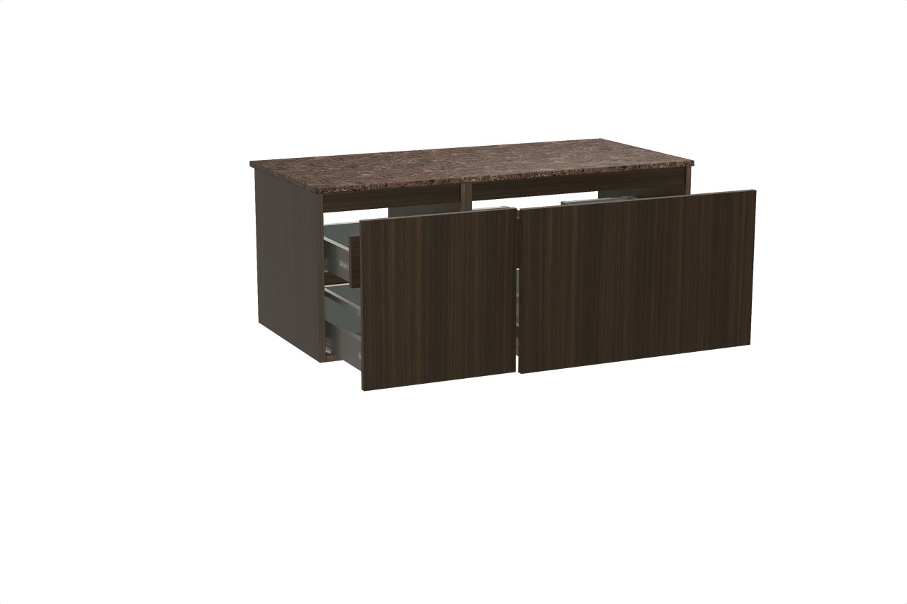 Balmani Sfera meuble salle de bains suspendu 120 x 55 cm eucalyptus avec Stretto tablette simple ou double en marbre dark emperador