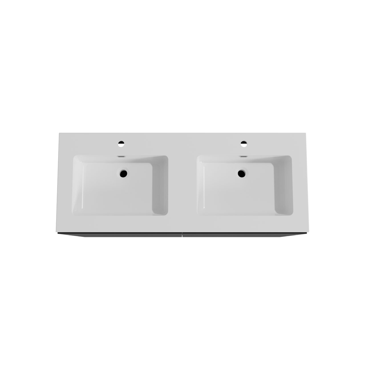 Storke Edge meuble salle de bains à poser 130 x 52 cm noir mat avec Diva double vasque en marbre composite blanc brillant