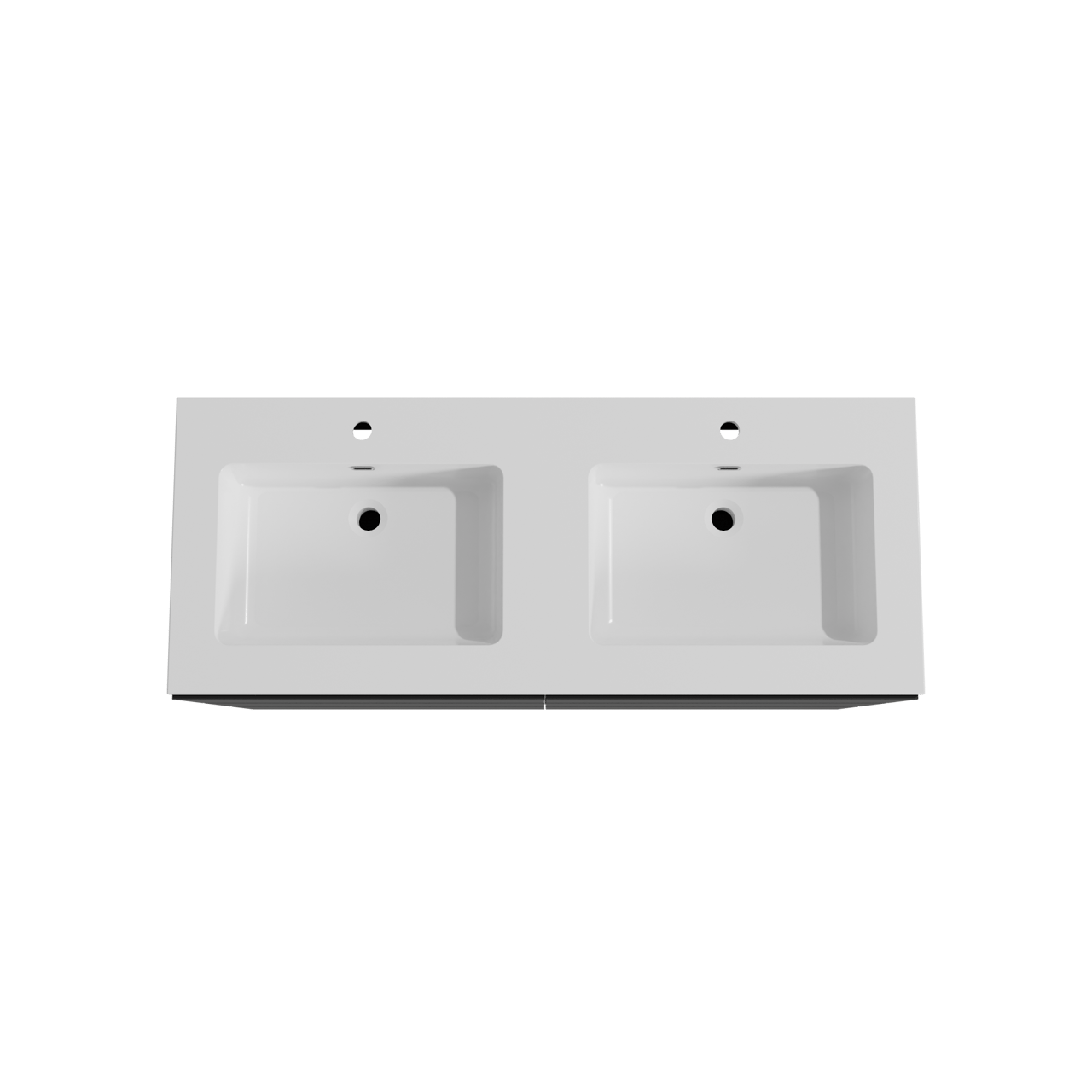 Storke Edge staand badmeubel 130 x 52 cm mat zwart met Diva dubbele wastafel in composietmarmer hoogglans wit