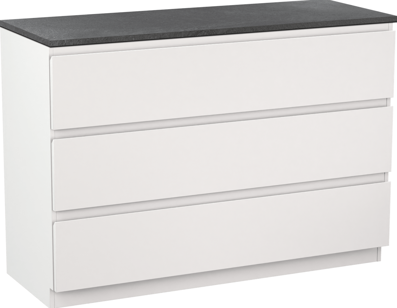 Linie Lado freistehendes Möbelstück Set: 120 x 46 cm, Weiß matt, mit Lado Einzel- oder Doppel Waschtischplatte, Melamin Schiefergrau